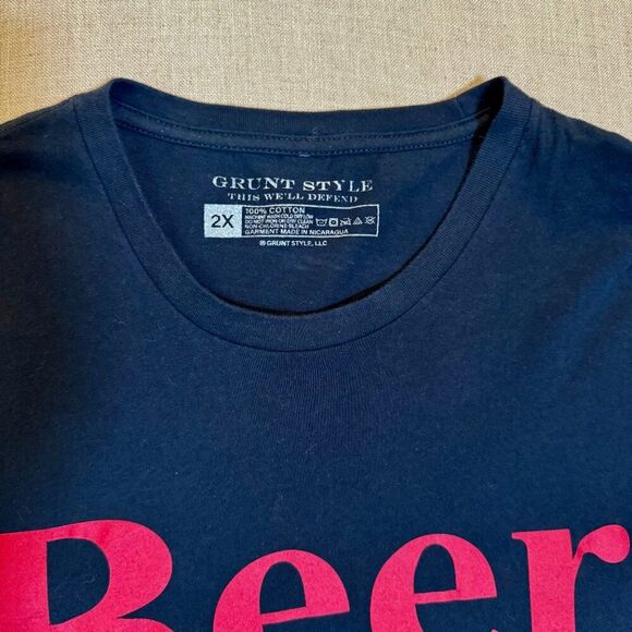 Grunt Style Beer Encourages Graphic T-Shirt Men’s 2XL Black Patriotic Tee - Picture 5 of 5